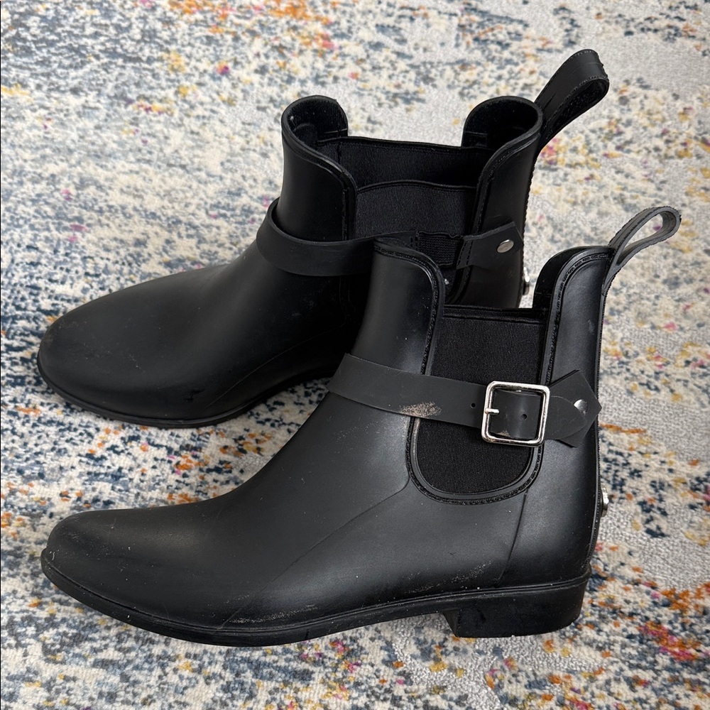 Sugar Black Ankle Rain Boots with Buckle - Picture 5 of 6